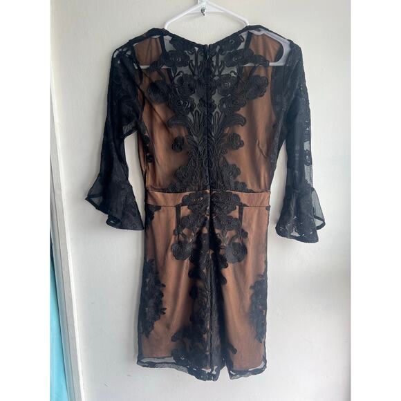 For Love and Lemons black lace dress plunge neck sheer small EUC - Picture 3 of 4